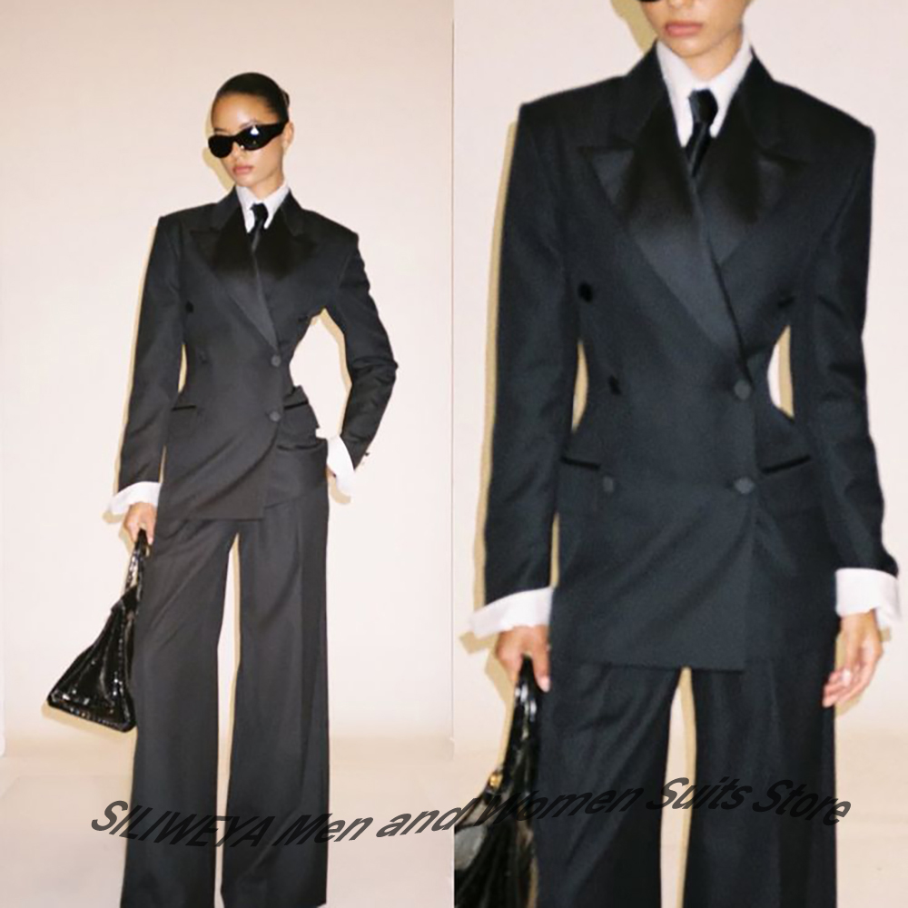 Women Formal Wear Black - Traje profesional negro de doble botonadura