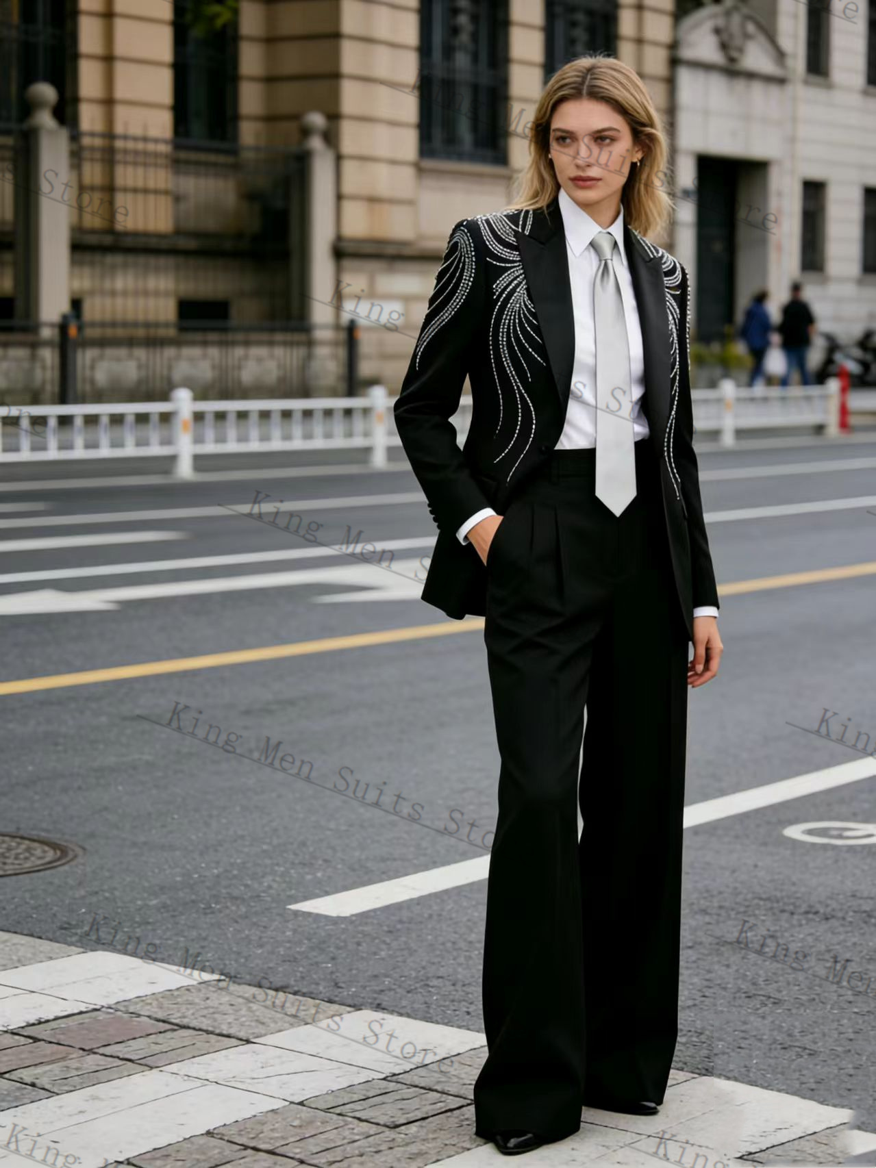 Women Formal Wear Black - Conjunto de traje negro para mujer,