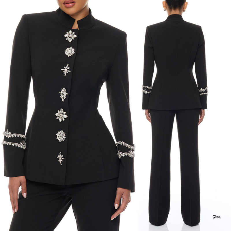 Women Formal Wear Designers - Traje de Pantalón de Cristal para