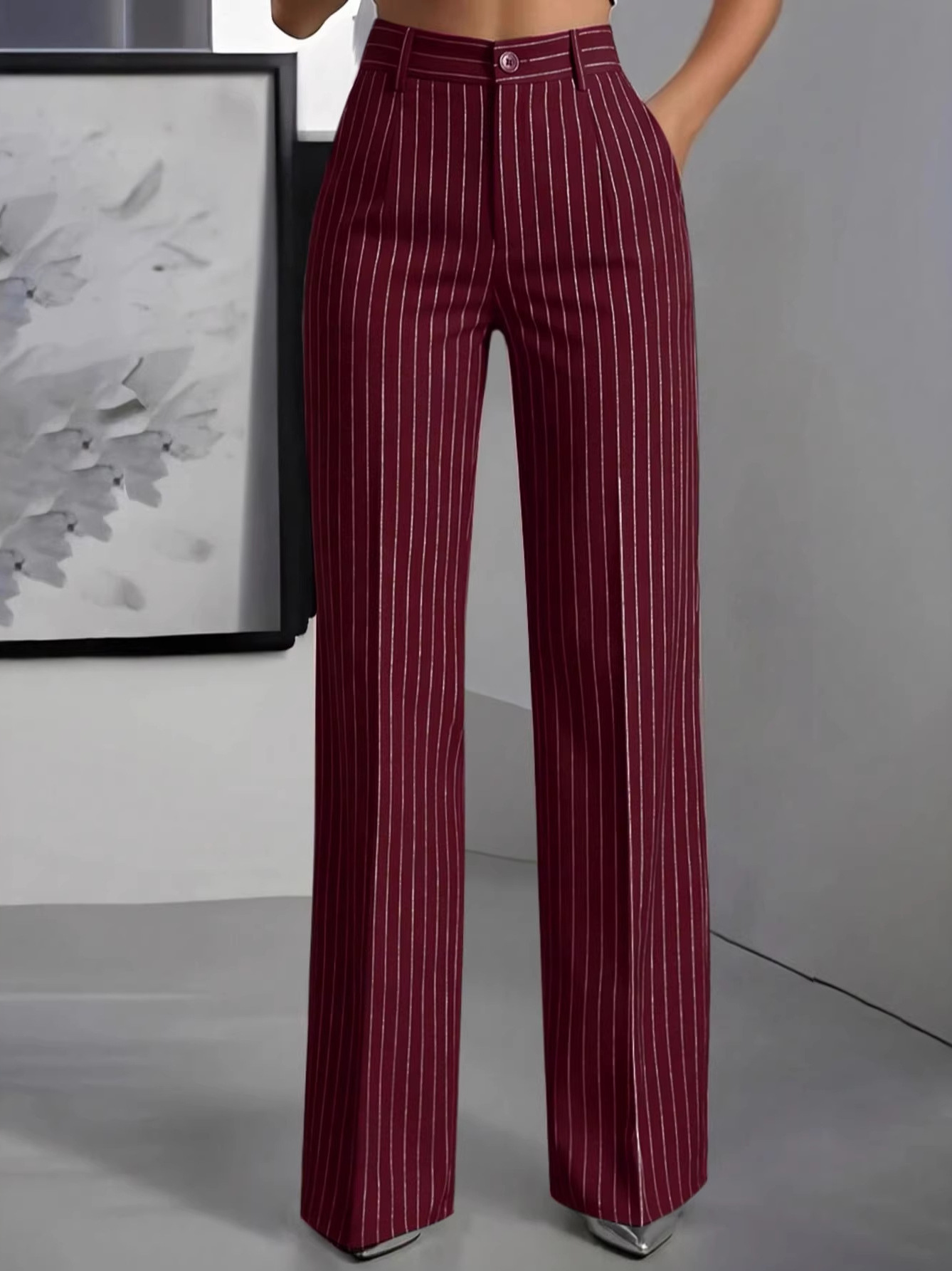 Women'S Formal Wear Suit - Pantalones de Traje Elegantes de Cintura