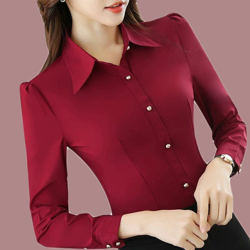 Women'S Formal Wear Suit - Camisas rojas de manga larga para