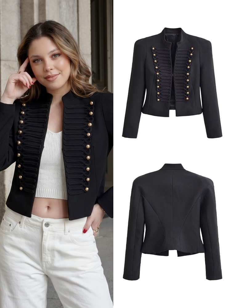 Women Formal Wear Black - Chaqueta Napoleón Vintage para Mujer HH,