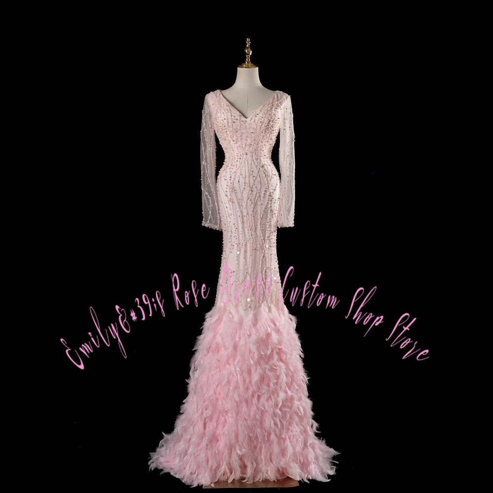 Women Formal Event Wear - Vestido de Noche Glamuroso Rosa con