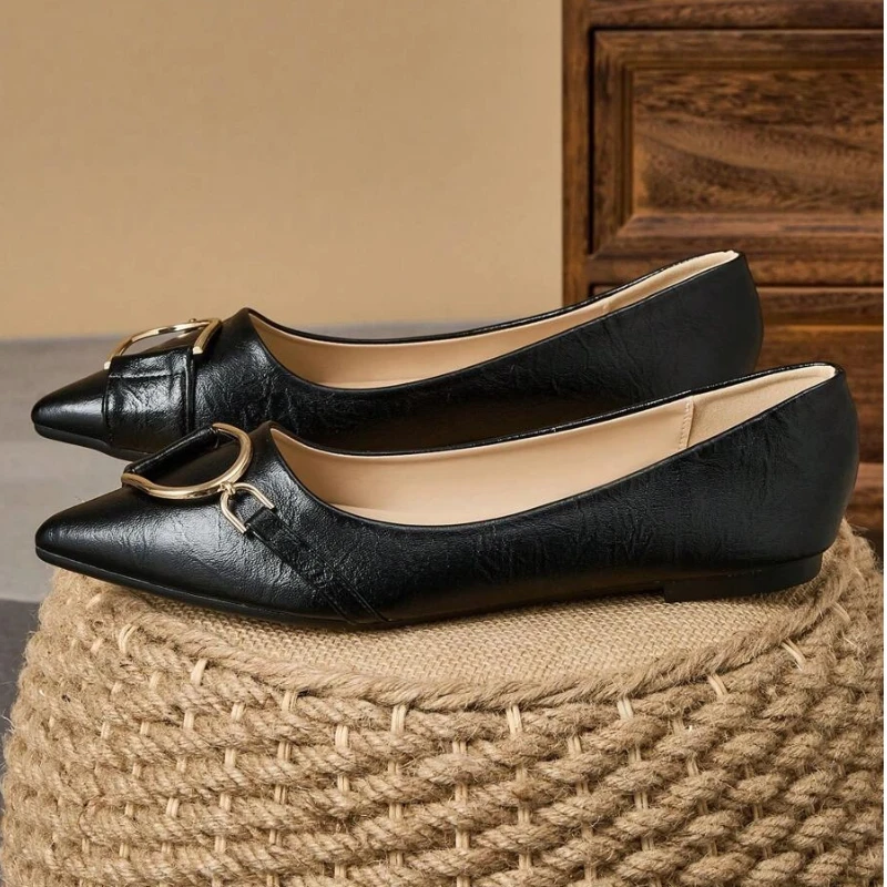 Women Formal Wear Black - Elegantes Zapatos Planos Negros de Punta