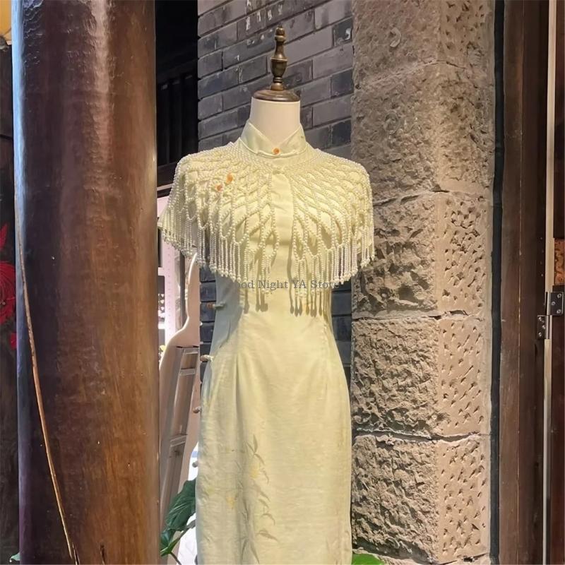 Women Formal Event Wear - Abrigo noche con detalles perlas transpirables,