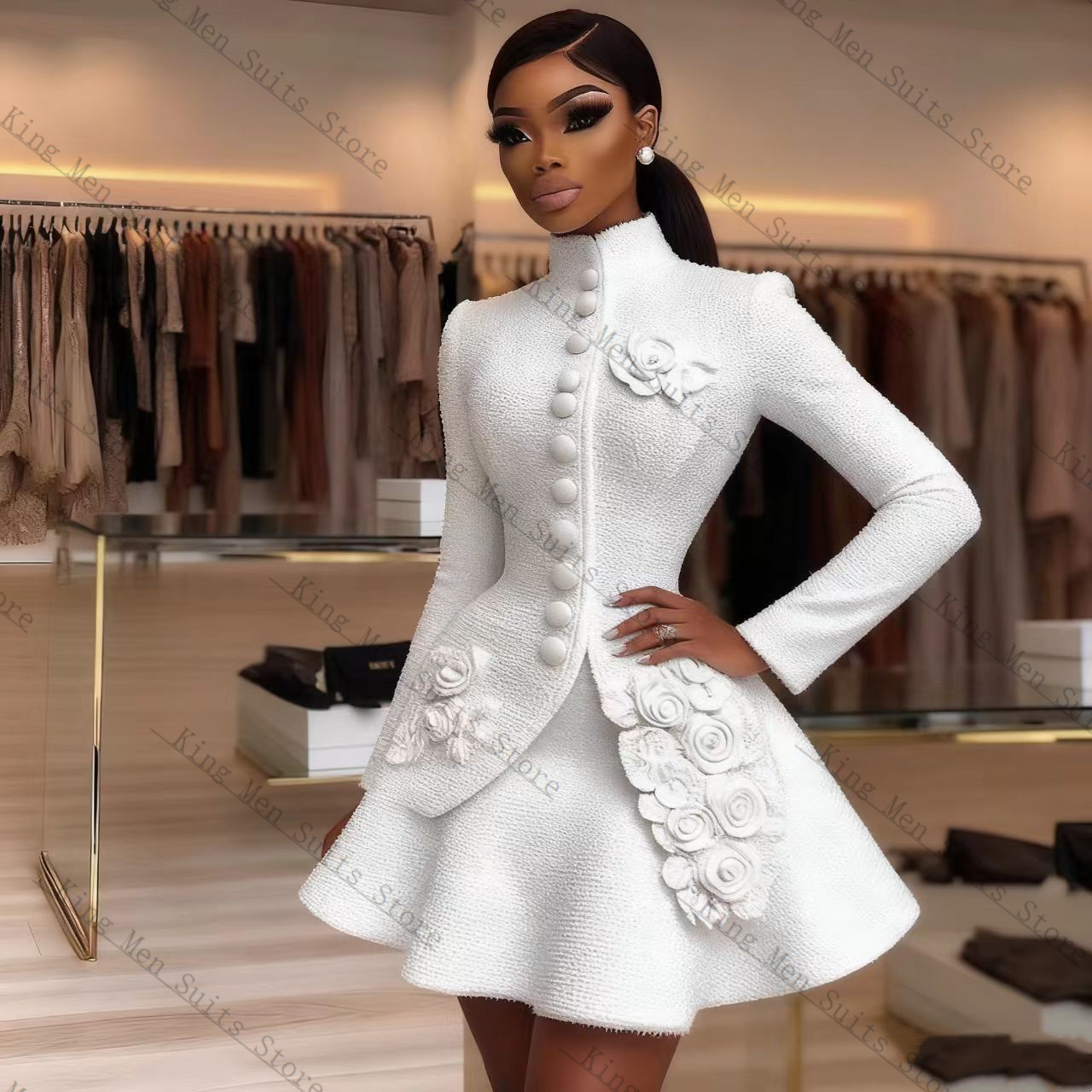 Conjunto de traje blanco de lu - Women Luxury Formal Wear reseña y precio