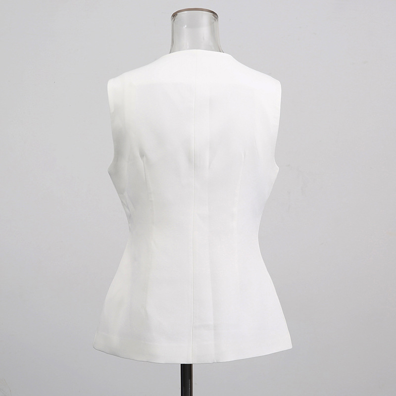 Chaleco blanco con cuello redo - Women Formal Wear Vest reseña y precio