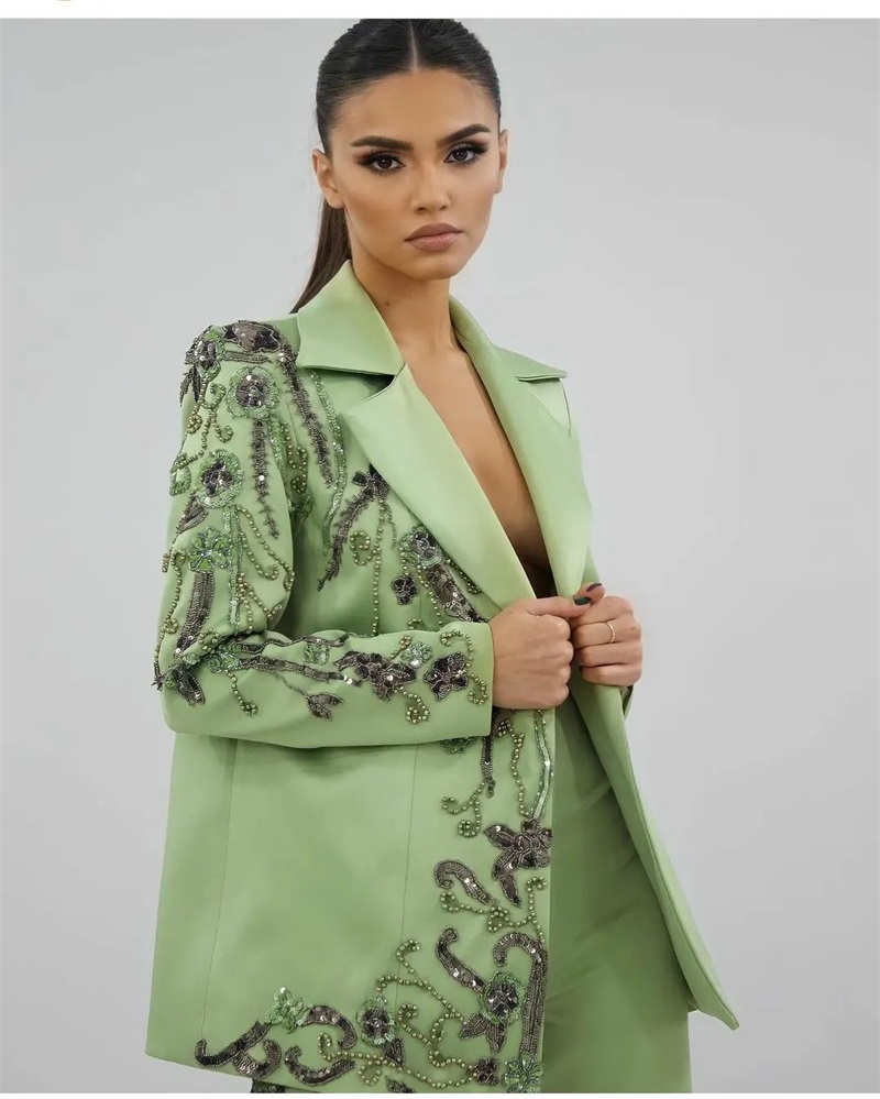 Conjunto de trajes de satén ve - Women Formal Wear Designers reseña y precio