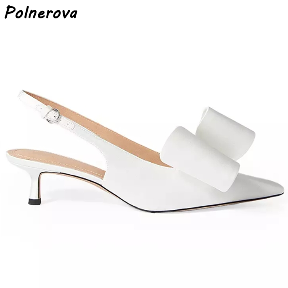 Sandalias Blancas con Lazo de  - Kitten Heel Women reseña y precio